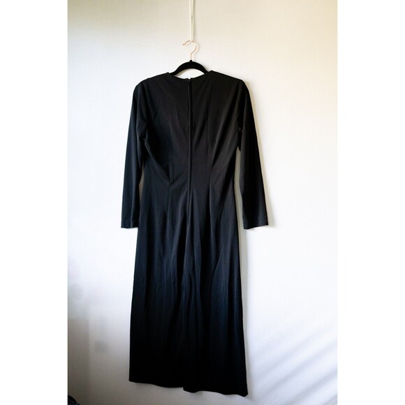 Vintage Helene Blake M Black maxi dress goth witchy whimsigoth long sleeve - Picture 3 of 5